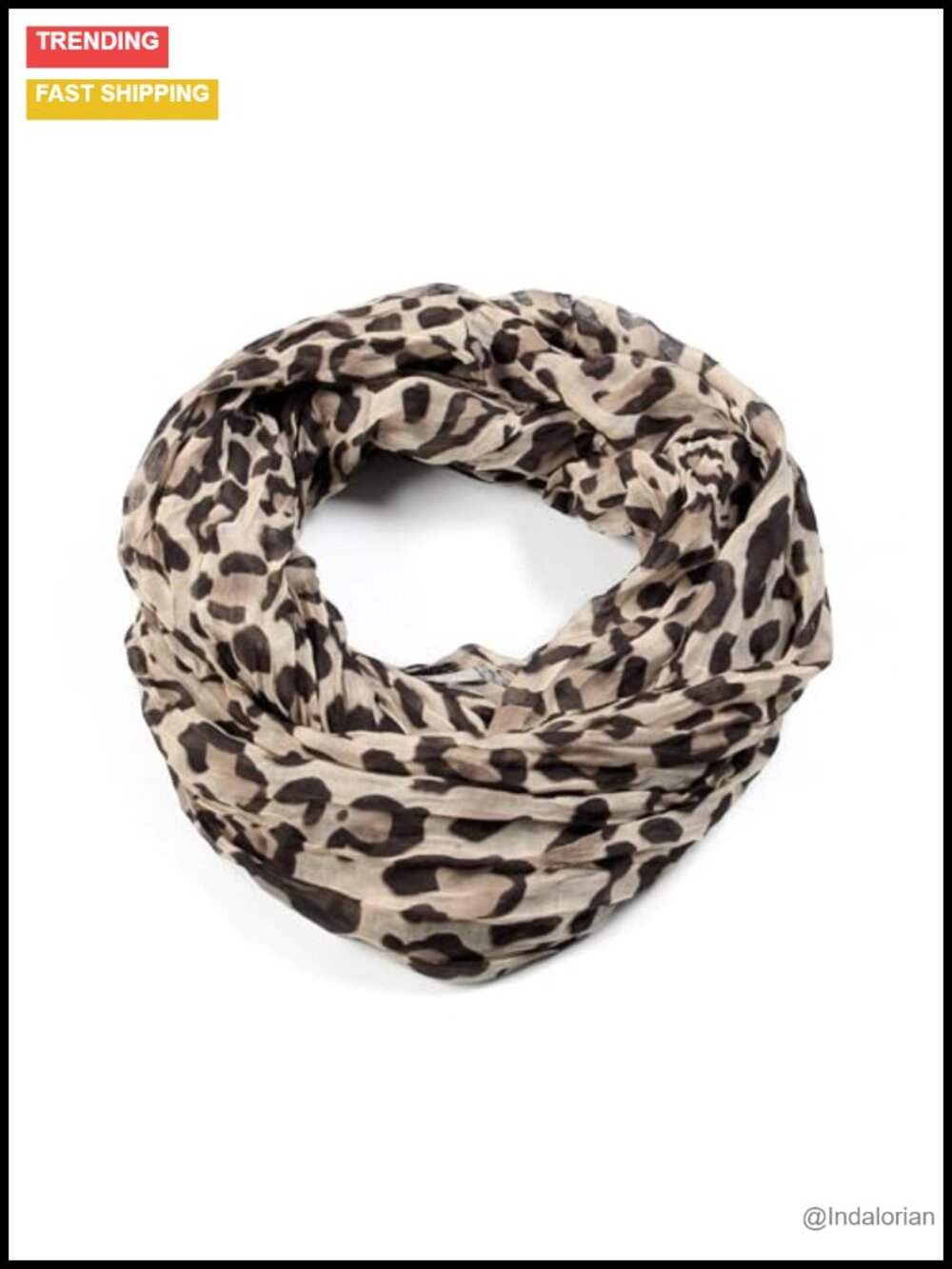 Classic Leopard Print Infinity Fashion Scarf Lightweight Polyester